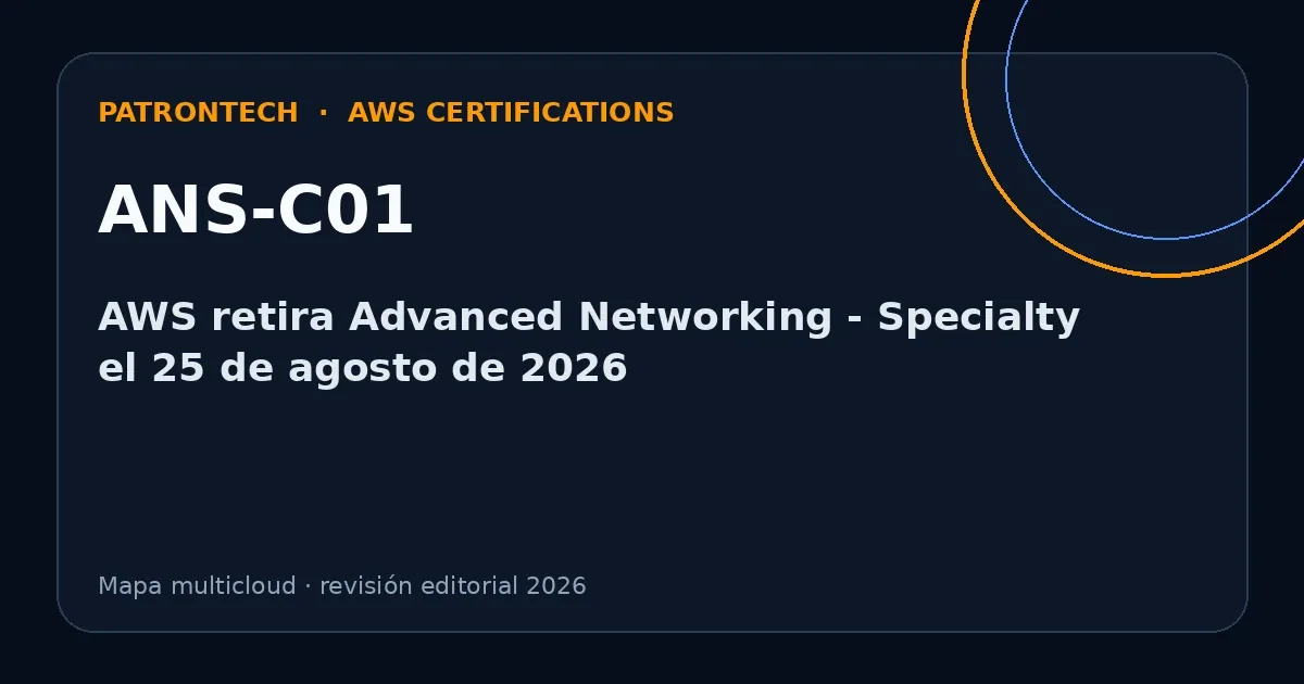 Portada editorial de PatronTech sobre AWS y ANS-C01